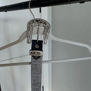 Sparkling Rhinestone Black Belt
